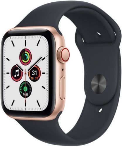 Apple Watch SE 1st Gen (2020) (Cellular + GPS) - 32GB - 40mm - Gold Aluminum Case with Black Rubber Sport Band