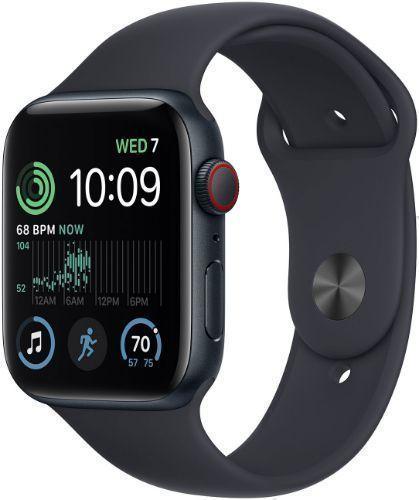 Apple Watch SE 2nd Gen (2022) (GPS) - 32GB - 44mm - Midnight Aluminum Case with Midnight Rubber Sport Band - Small/Medium Size