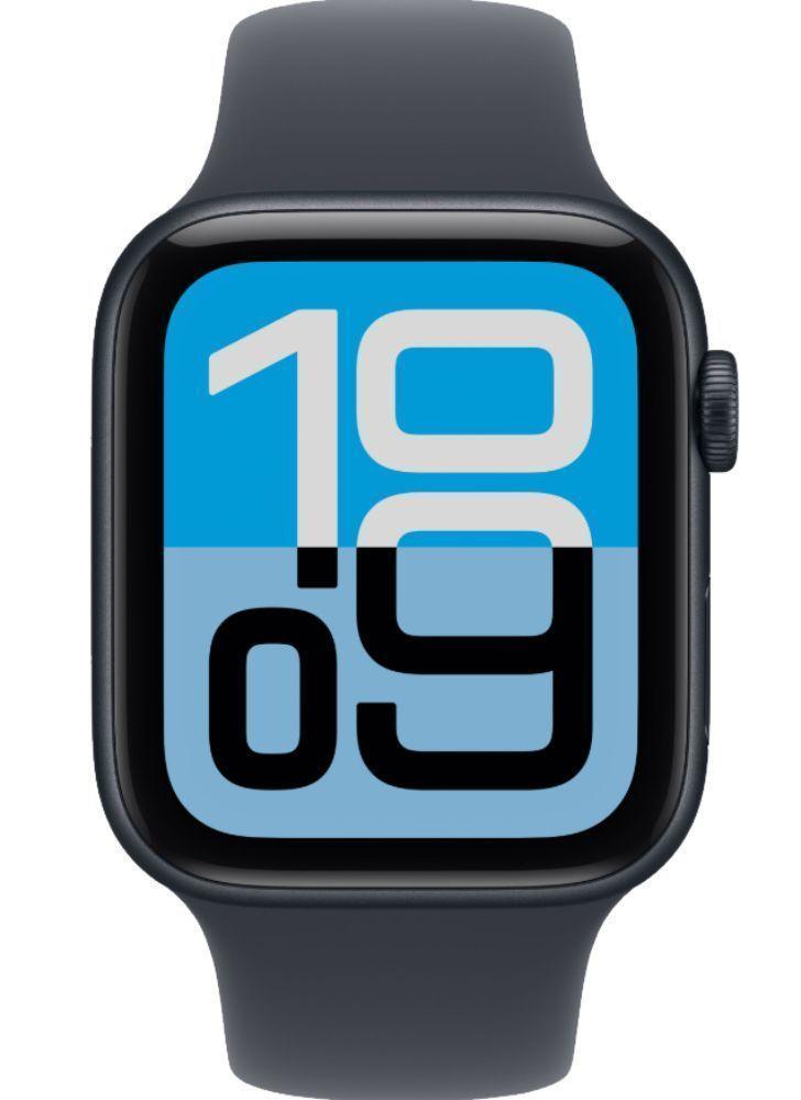 Apple Watch SE 3rd Gen (2025) (Cellular + GPS) - 64GB - 44mm - Midnight Aluminum Case with Black Silicone Sport Band - M/L Size