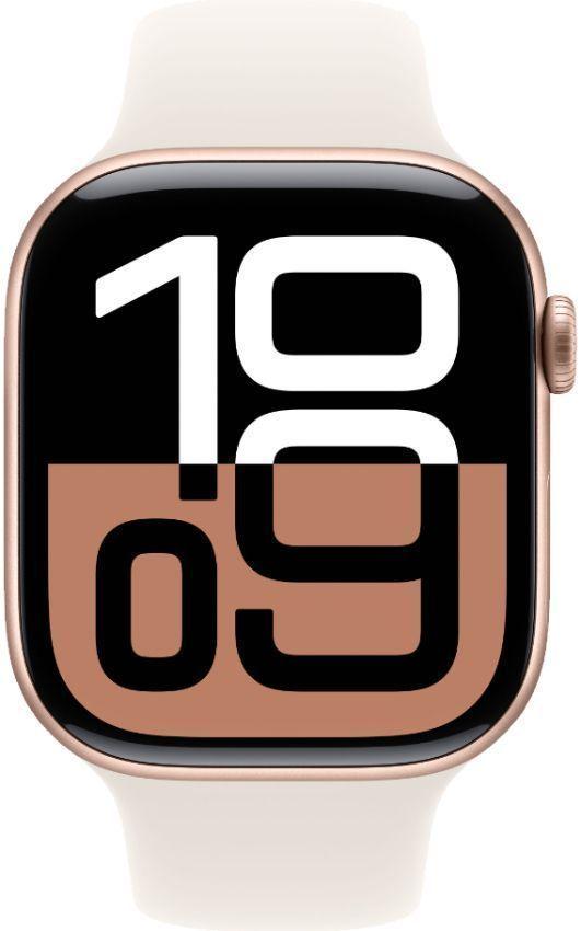 Apple  Watch Series 10 - 64GB - Cellular + GPS - 42mm - Rose Gold - Aluminum - Starlight - Sport Band - One Size - Rubber - Excellent