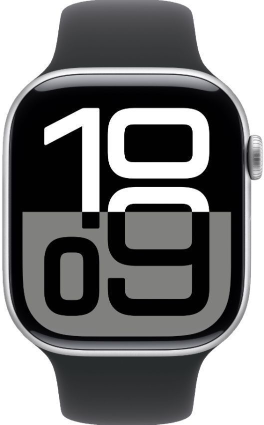 Apple Watch Series 10 (GPS) - 64GB - 42mm - Silver Aluminum Case with Black Rubber Sport Band - One Size