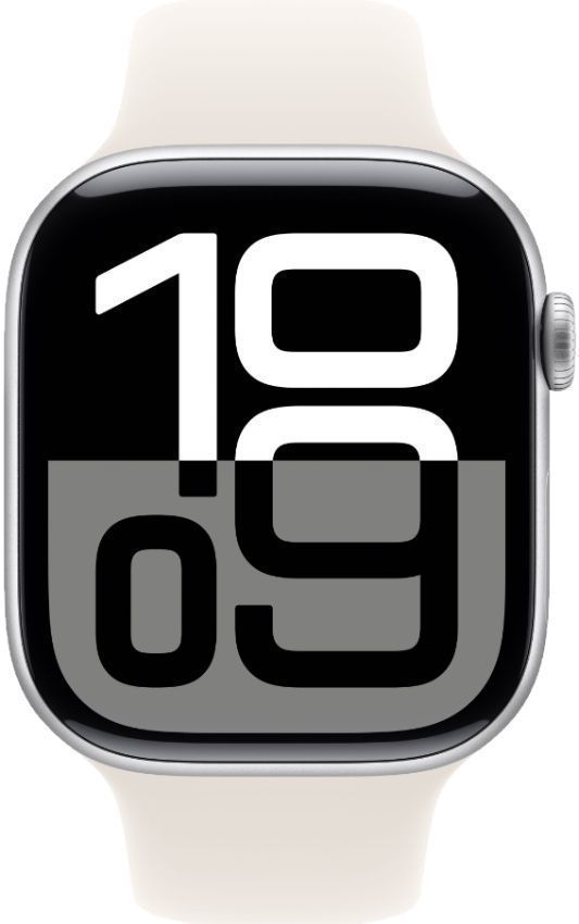 Apple Watch Series 10 (GPS) - 64GB - 42mm - Silver Aluminum Case with Starlight Rubber Sport Band - Small Size