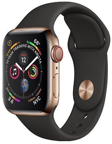 Apple Watch Series 4 (Cellular + GPS) - 16GB - 40mm - Gold Aluminum Case with Black Rubber Sport Band