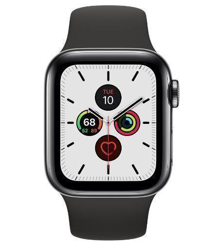 Apple  Watch Series 5 - 32GB - Space Grey-Aluminum-Sport Band-Black - GPS - 44mm - Space Grey - Aluminum - Black - Sport Band - Rubber - Good