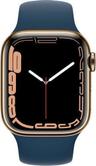 Apple Watch Series 7 (Cellular + GPS) - 32GB - 41mm - Gold Stainless Steel Case with Abyss Blue Rubber Sport Band
