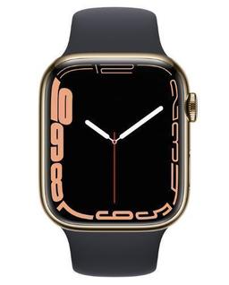 Apple Watch Series 7 (GPS) - 32GB - 45mm - Gold Stainless Steel Case with Midnight Rubber Sport Band