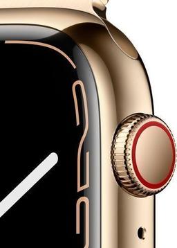 Apple Watch Series 7 (GPS) - 32GB - 45mm - Gold Stainless Steel Case with Midnight Rubber Sport Band