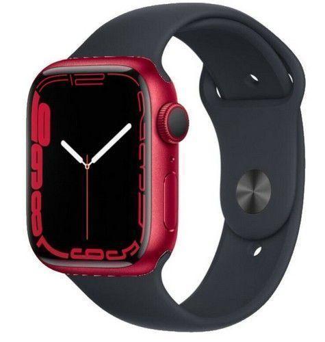 Apple  Watch Series 7 - 32GB - GPS - 45mm - Red - Aluminum - Midnight - Sport Band - Rubber - Good