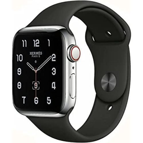 Apple Watch Series 7 (GPS) - 32GB - 45mm - Silver Hermes (Stainless Steel) Case with Black Rubber Sport Band