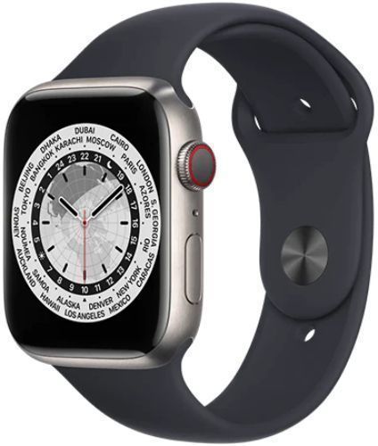 Apple Watch Series 7 (GPS) - 32GB - 45mm - Titanium Titanium Case with Midnight Rubber Sport Band