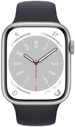 Apple Watch Series 8 (Cellular + GPS) - 32GB - 45mm - Silver Aluminum Case with Midnight Rubber Sport Band