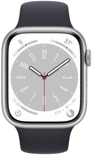 Apple Watch Series 8 (Cellular + GPS) - 32GB - 45mm - Silver Aluminum Case with Midnight Rubber Sport Band