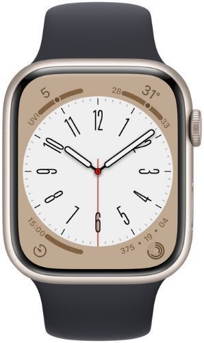 Apple Watch Series 8 (Cellular + GPS) - 32GB - 45mm - Starlight Aluminum Case with Midnight Rubber Sport Band