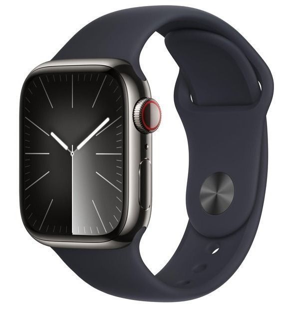 Apple Watch Series 9 (GPS) - 64GB - 41mm - Graphite Aluminum Case with Midnight Rubber Sport Band - One Size