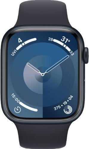 Apple  Watch Series 9 - 64GB - Midnight-Aluminum-Sport Band-Midnight - GPS - 41mm - Midnight - Aluminum - Midnight - Sport Band - Small/Medium Size - Rubber - Premium