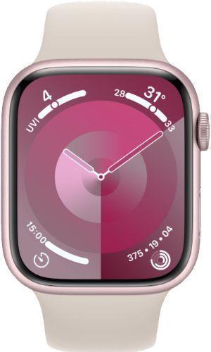 Apple Watch Series 9 (GPS) - 64GB - 41mm - Pink Aluminum Case with Starlight Rubber Sport Band - Small/Medium Size