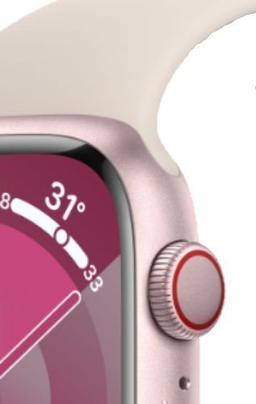 Apple Watch Series 9 (GPS) - 64GB - 41mm - Pink Aluminum Case with Starlight Rubber Sport Band - Small/Medium Size