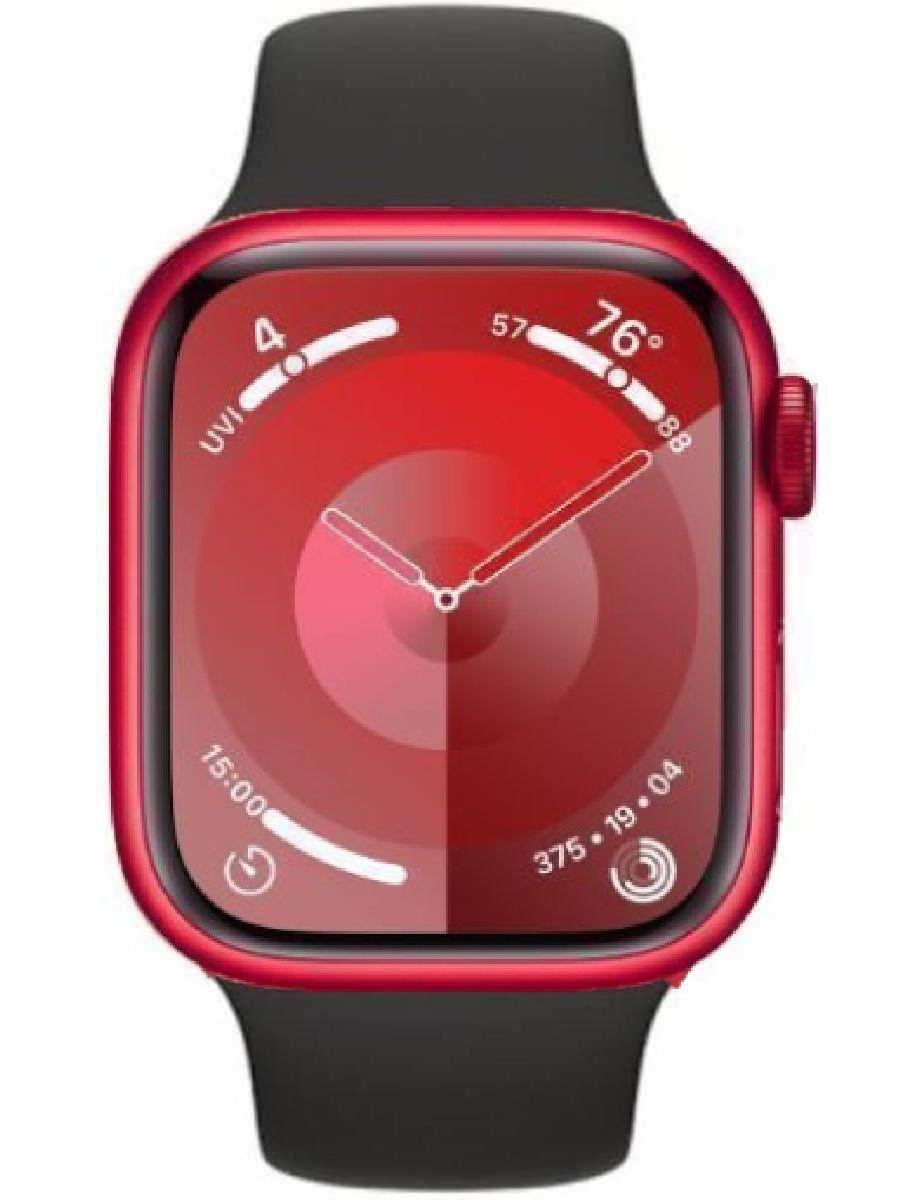 Apple Watch Series 9 (GPS) - 64GB - 45mm - Red Aluminum Case with Black Rubber Sport Band - One Size
