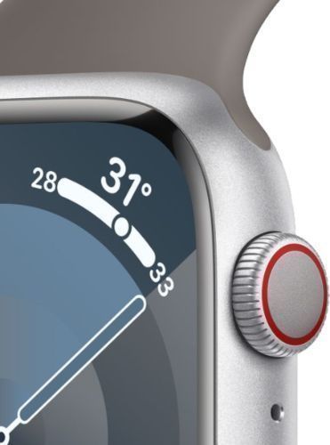 Apple Watch Series 9 (GPS) - 64GB - 45mm - Silver Aluminum Case with Clay Rubber Sport Band - Small/Medium Size