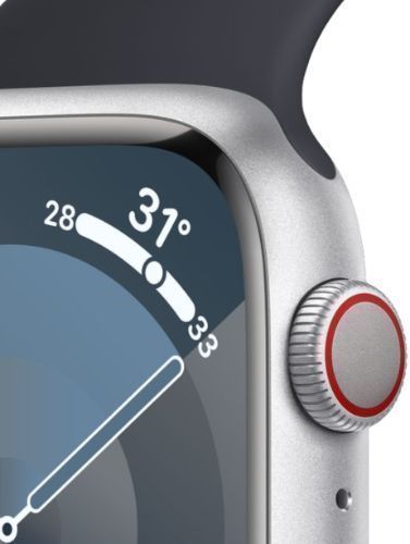 Apple Watch Series 9 (GPS) - 64GB - 45mm - Silver Aluminum Case with Midnight Rubber Sport Band - One Size