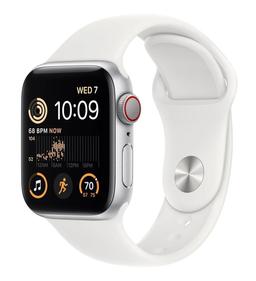 Apple Watch Series 9 (Cellular + GPS) - 64GB - 45mm - Silver Aluminum Case with White Rubber Sport Band - Small/Medium Size