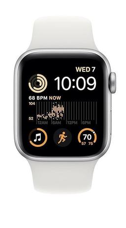 Apple Watch Series 9 (Cellular + GPS) - 64GB - 45mm - Silver Aluminum Case with White Rubber Sport Band - Small/Medium Size