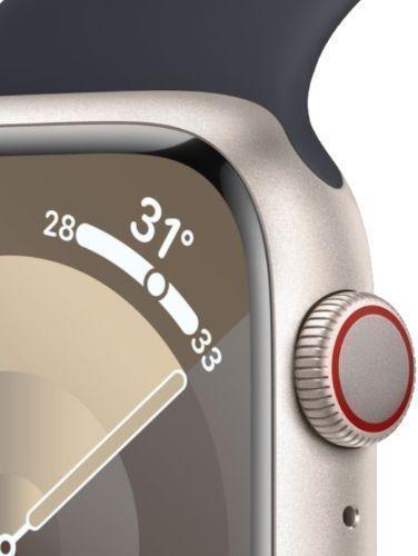 Apple Watch Series 9 (Cellular + GPS) - 64GB - 45mm - Starlight Aluminum Case with Midnight Rubber Solo Loop Band - Small/Medium Size