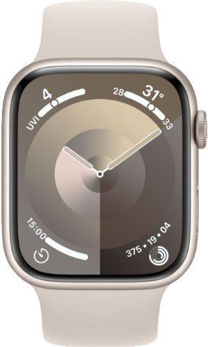 Apple  Watch Series 9 - 64GB - GPS - 45mm - Starlight - Aluminum - Starlight - Solo Loop Band - Small/Medium Size - Rubber - Acceptable