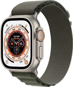Apple Watch Ultra (Cellular + GPS) - 32GB - 49mm - Titanium Titanium Case with Green Textile Alpine Loop Band - Medium Size