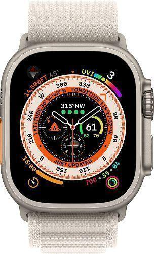 Apple  Watch Ultra - 32GB - Cellular + GPS - 49mm - Titanium - Titanium - Starlight - Alpine Loop Band - Large Size - Rubber - Premium