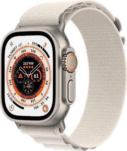Apple Watch Ultra (Cellular + GPS) - 32GB - 49mm - Titanium Titanium Case with Starlight Textile Alpine Loop Band - Medium Size