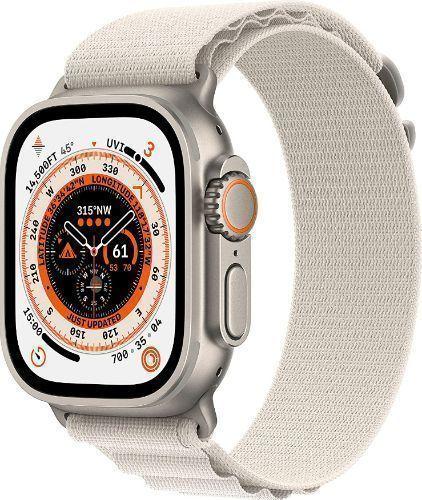 Apple Watch Ultra (Cellular + GPS) - 32GB - 49mm - Titanium Titanium Case with Starlight Textile Alpine Loop Band - Medium Size
