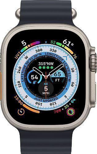Apple  Watch Ultra - 32GB - Titanium-Titanium-Ocean Band-Midnight - Cellular + GPS - 49mm - Titanium - Titanium - Midnight - Ocean Band - Medium Size - Textile - Excellent