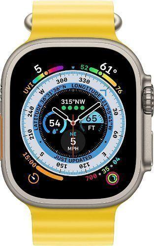 Apple  Watch Ultra - 32GB - Titanium-Titanium-Ocean Band-Yellow - Cellular + GPS - 49mm - Titanium - Titanium - Yellow - Ocean Band - Medium Size - Rubber - Premium