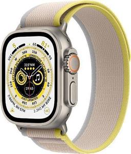 Apple Watch Ultra (Cellular + GPS) - 32GB - 49mm - Titanium Titanium Case with Yellow/Beige Textile Trail Loop Band - Medium Size