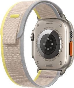 Apple Watch Ultra (Cellular + GPS) - 32GB - 49mm - Titanium Titanium Case with Yellow/Beige Textile Trail Loop Band - Medium Size