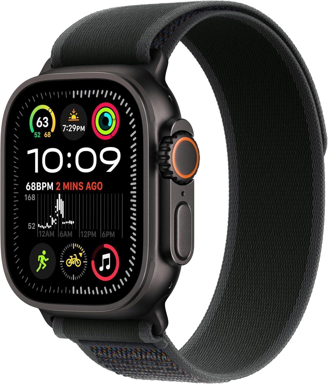 Apple Watch Ultra 2 (Cellular + GPS) - 64GB - 49mm - Black Titanium Case with Black Textile Trail Loop Band - M/L Size