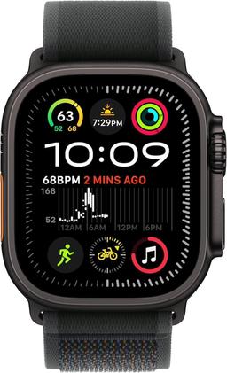 Apple Watch Ultra 2 (Cellular + GPS) - 64GB - 49mm - Black Titanium Case with Black Textile Trail Loop Band - M/L Size