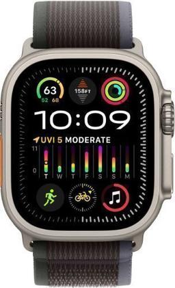 Apple Watch Ultra 2 (Cellular + GPS) - 64GB - 49mm - Titanium Titanium Case with Blue/Black Textile Trail Loop Band - One Size