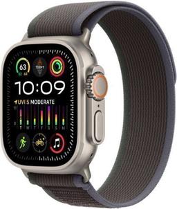 Apple Watch Ultra 2 (Cellular + GPS) - 64GB - 49mm - Titanium Titanium Case with Blue/Black Textile Trail Loop Band - One Size