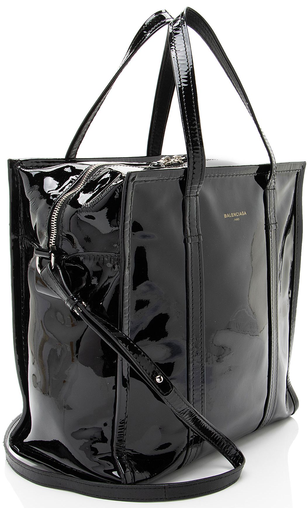 Balenciaga Patent Leather Bazar Small Shopper Tote
