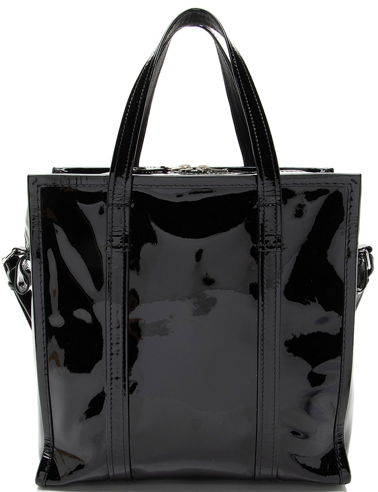 Balenciaga Patent Leather Bazar Small Shopper Tote