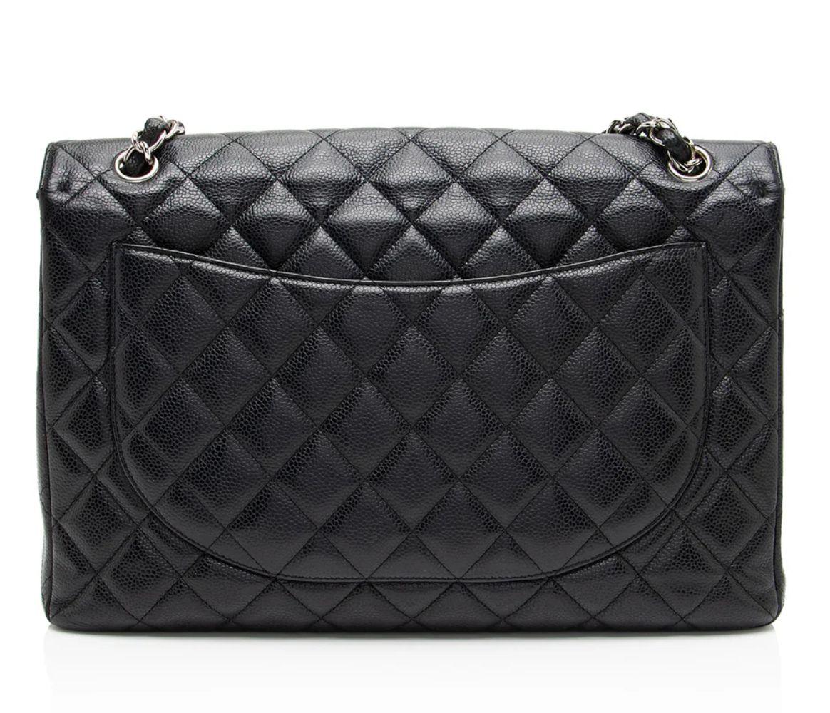 Refurbished Chanel Caviar Leather Classic Maxi Single Flap Bag - Reebelo New Zealand