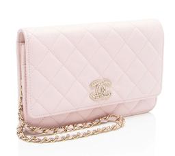 Chanel Caviar Leather Crystal CC Wallet on Chain