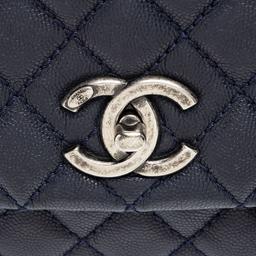 Chanel Caviar Leather Lizard Coco Small Top Handle