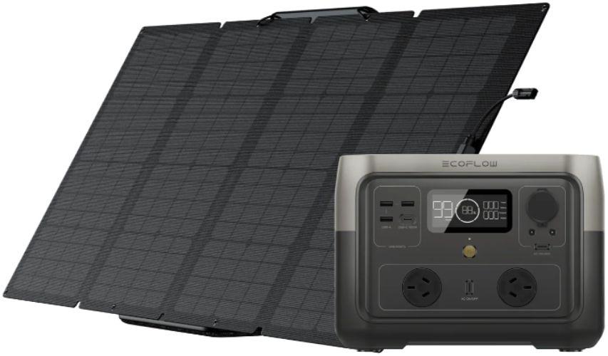 EcoFlow  RIVER 2 Max + 160W Solar Panel Bundle - Black - Brand New