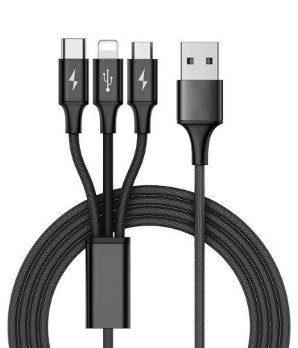 Extreme  3in1 Charge n Sync Cable (1.2m) - Black - Brand New
