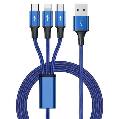 Extreme  3in1 Charge n Sync Cable (1.2m) - Blue - Brand New
