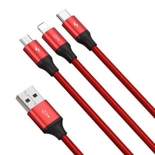 Extreme  3in1 Charge n Sync Cable (1.2m) - Red - Brand New