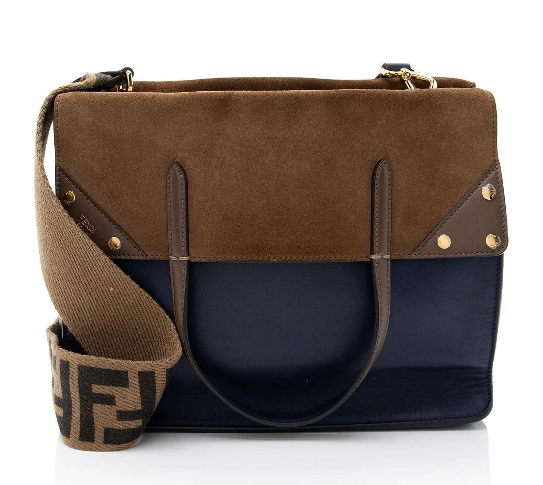Fendi Suede Calfskin Grace Flip Tote